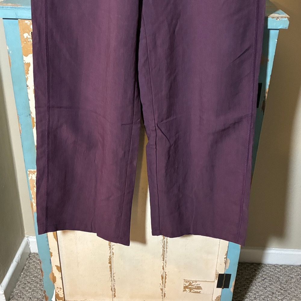 NIP!!!Deep Purple Linen Blend Wide Leg Drawstring Pants. Size Small - Picture 6 of 9